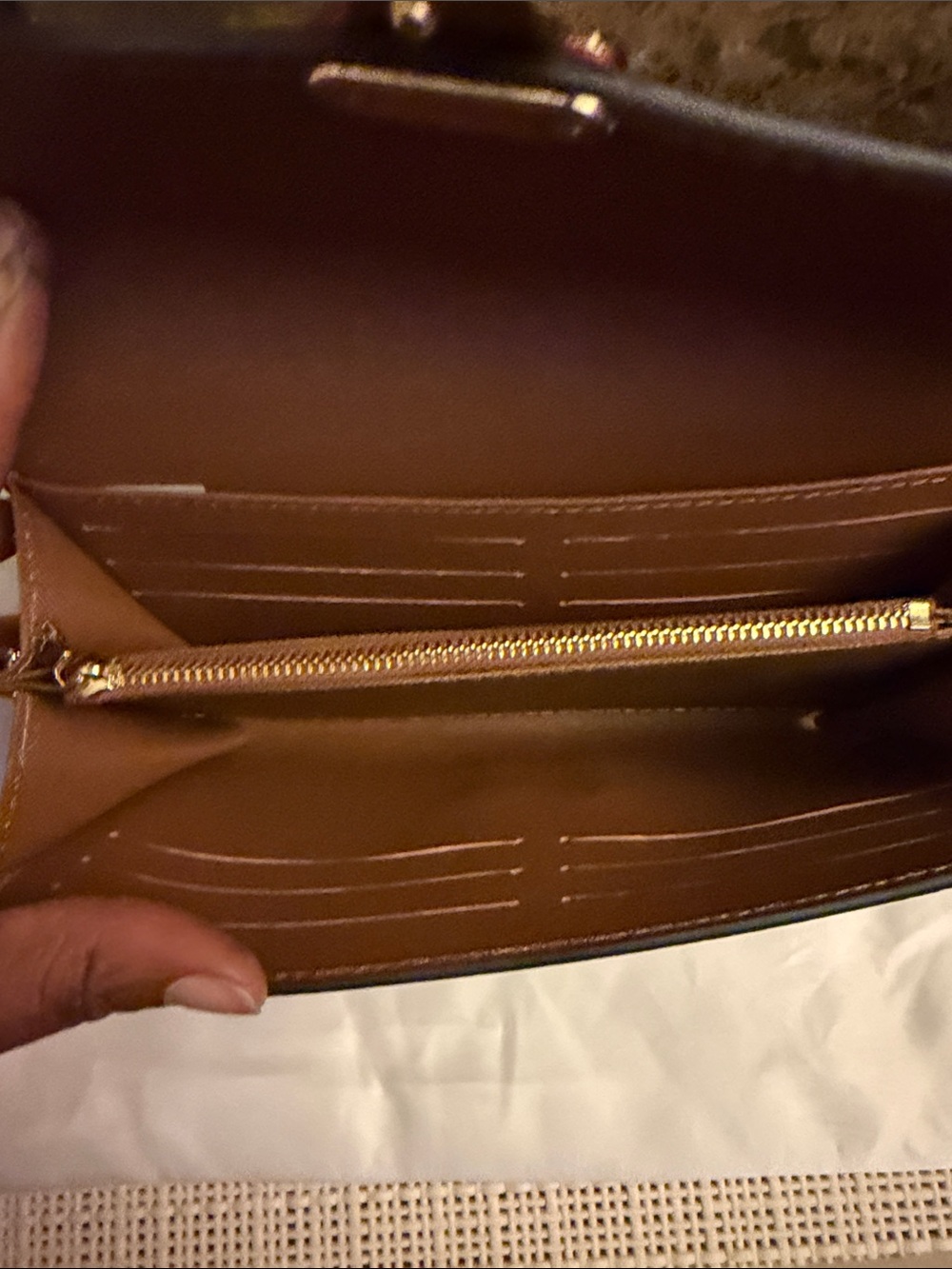 Brown Monogram Crossbody with Gold Chain - Picture 3 of 14